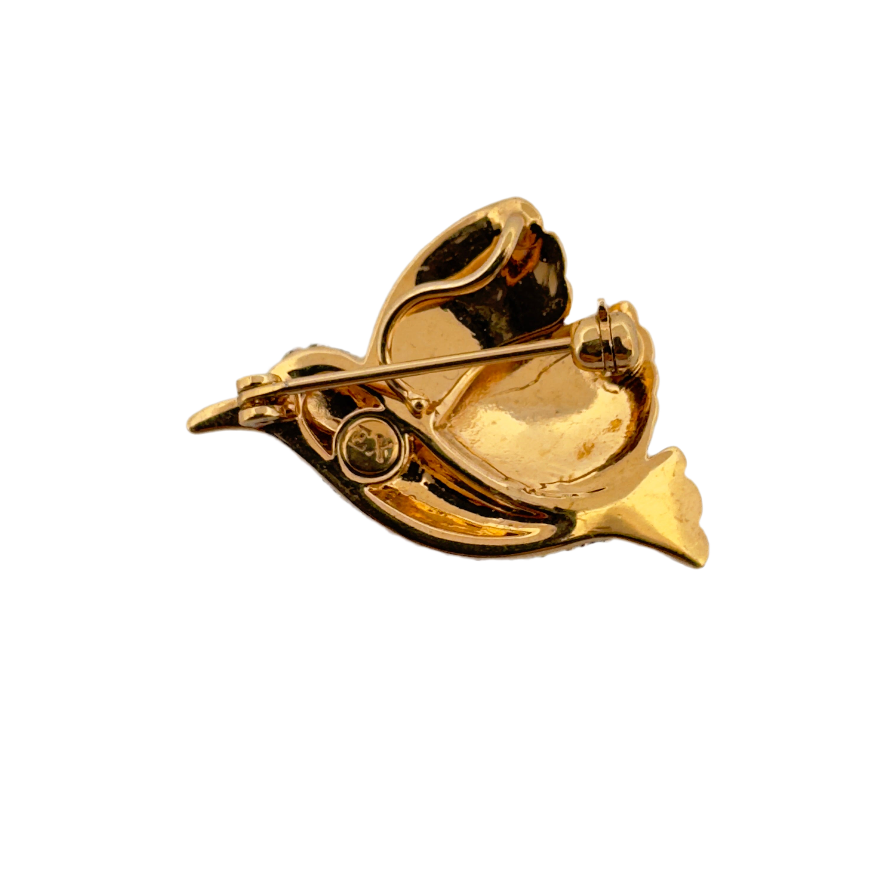 Broche Ancienne Art Déco Oiseaux – Plaqué Or 18k 750 – Bijou Créateur Vintage