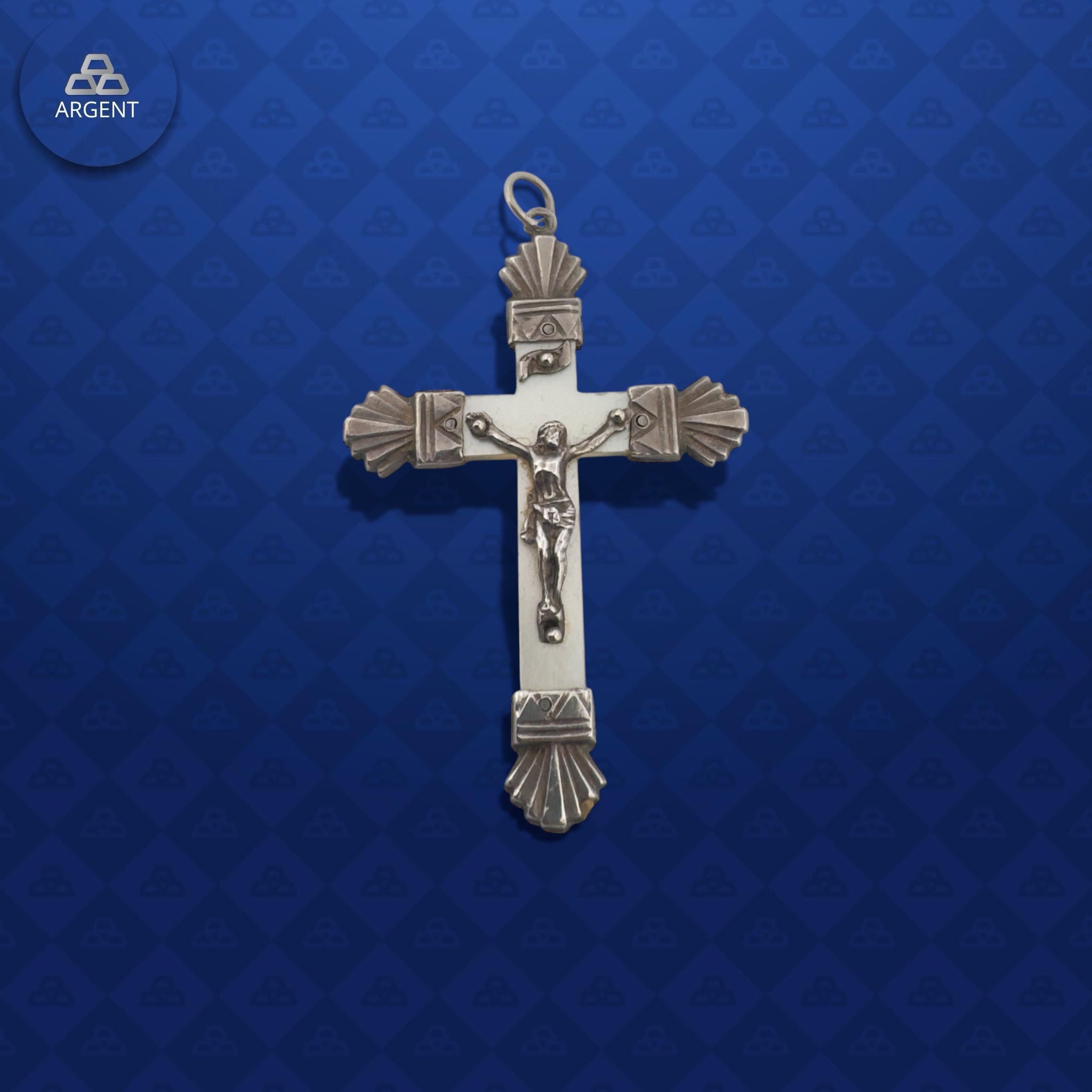 Grand Pendentif Émail Sur Argent 925 Décor Floral Poinçon 60x34mm Grand Pendentif Émail Sur Argent 925 Décor Floral Poinçon 60x34mm