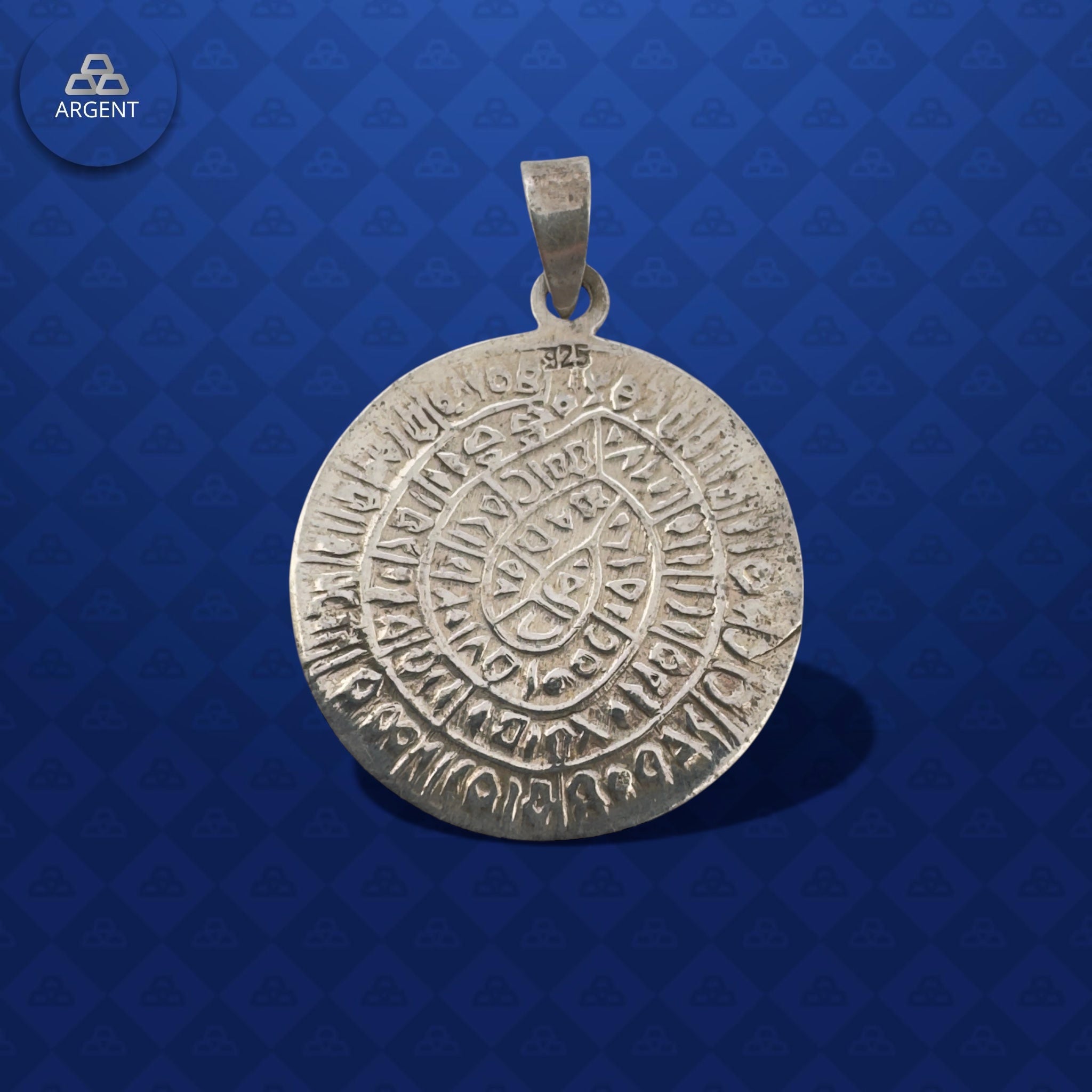 Pendentif Vintage DOP En Métal Argenté Et Coquillage - Bijou Ancien